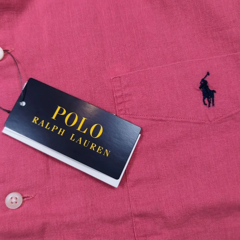 Polo Ralph Lauren Linen Blend Classic Fit Sport Shirt Mens XXL Red NWT NEW
